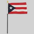 4"x6" Puerto Rico Flag W/Black Plastic Pole & Gold Spear